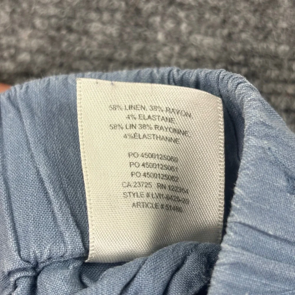 Babaton Linen Blend Pants XSmall Blue Elastic Waist Relaxed Straight Leg Womens